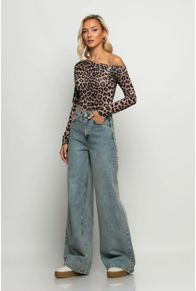 Jean wide leg μπλε