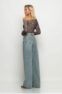 Jean wide leg μπλε