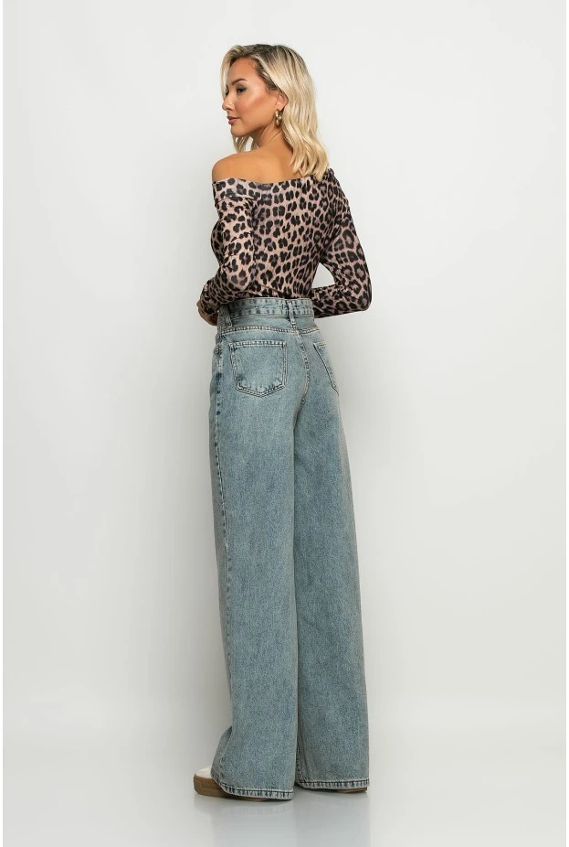 Jean wide leg μπλε