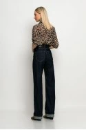 Jean wide leg με ρεβέρ μπλε ντένιμ