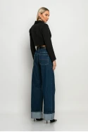 Jean wide leg με μάξι ρεβέρ μπλε Jean wide leg με μάξι ρεβέρ μπλε