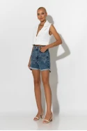 Jean σορτς με ρεβέρ και star strass μπλε Jean σορτς με ρεβέρ και star strass μπλε