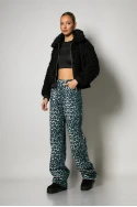 Jean wide leg leopard print μαύρο Jean wide leg leopard print μαύρο