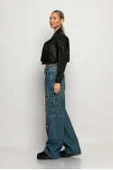 Cargo loose fit jean με φθορές μπλε Cargo loose fit jean με φθορές μπλε