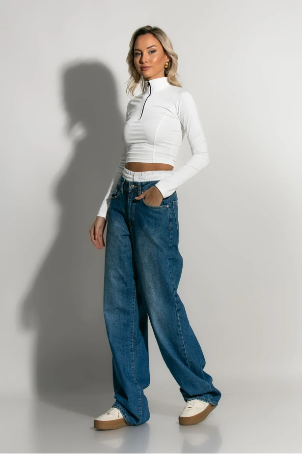 Wide leg baggy boxer jean μπλε Wide leg baggy boxer jean μπλε