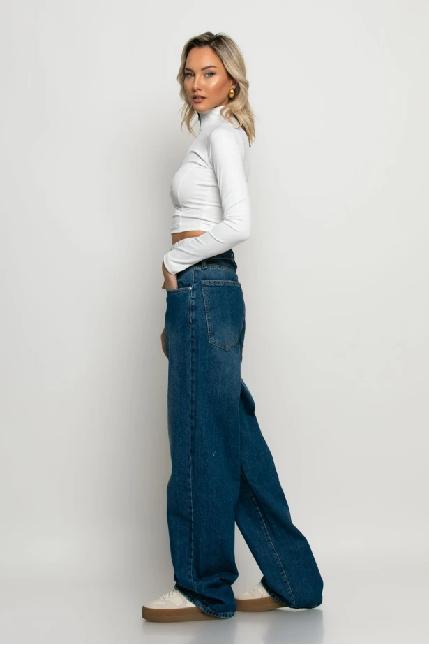 Wide leg baggy boxer jean μπλε Wide leg baggy boxer jean μπλε