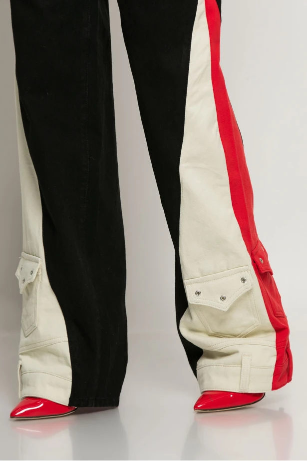 Jean wide leg με mix χρωμάτων μαύρο Jean wide leg με mix χρωμάτων μαύρο