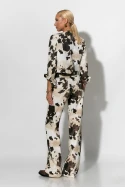 Jean wide leg cow print μπεζ