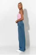 jean wide leg loose fit μπλε 