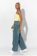 jean loose fit με φθορά μπλε 