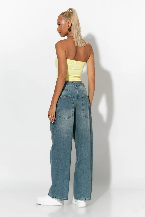 jean loose fit με φθορά μπλε 