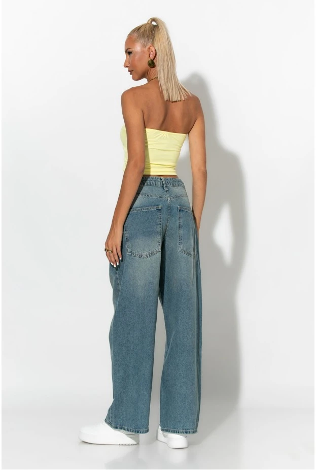 jean loose fit με φθορά μπλε