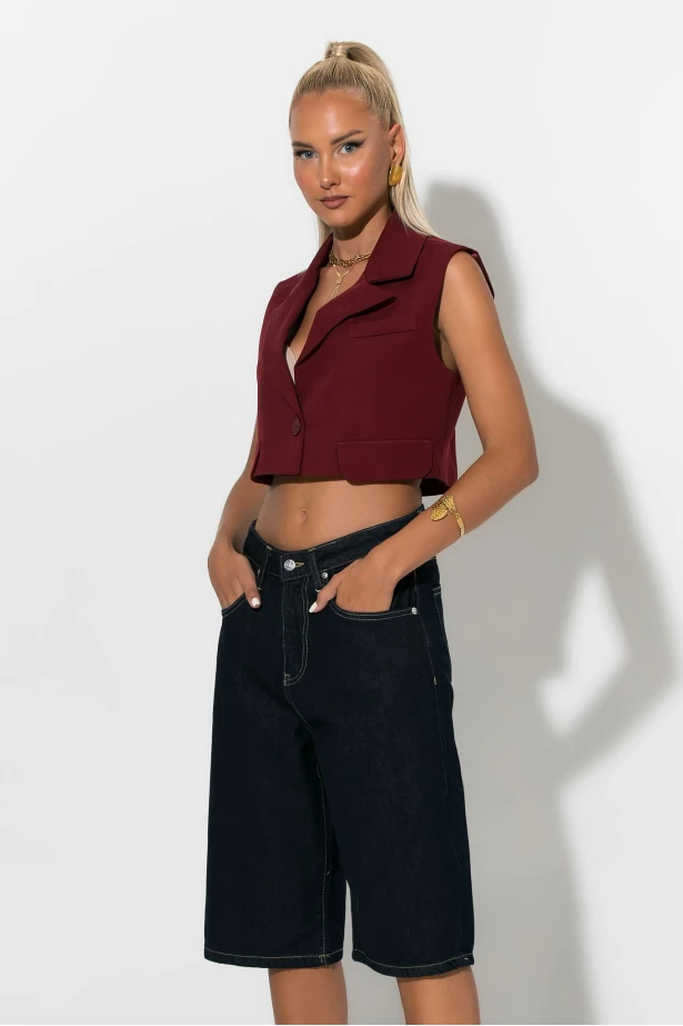 Jean loose fit βερμούδα μπλε ντένιμ