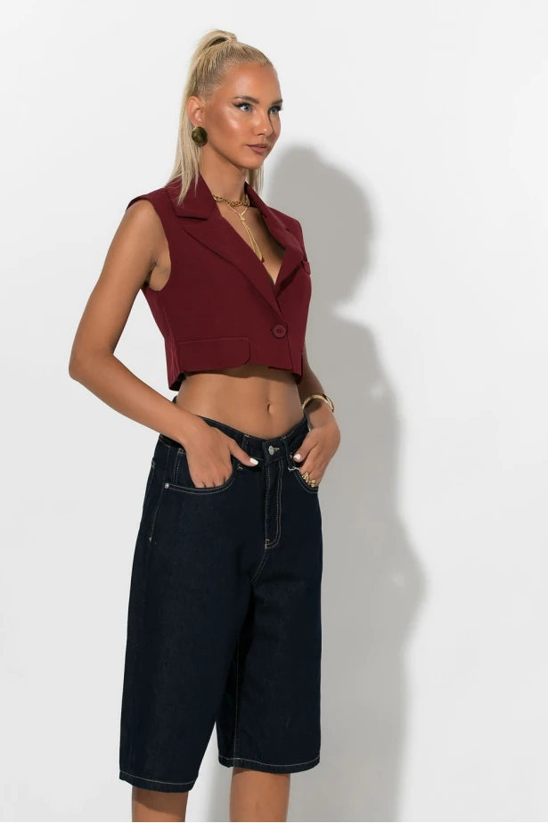 Jean loose fit βερμούδα μπλε ντένιμ