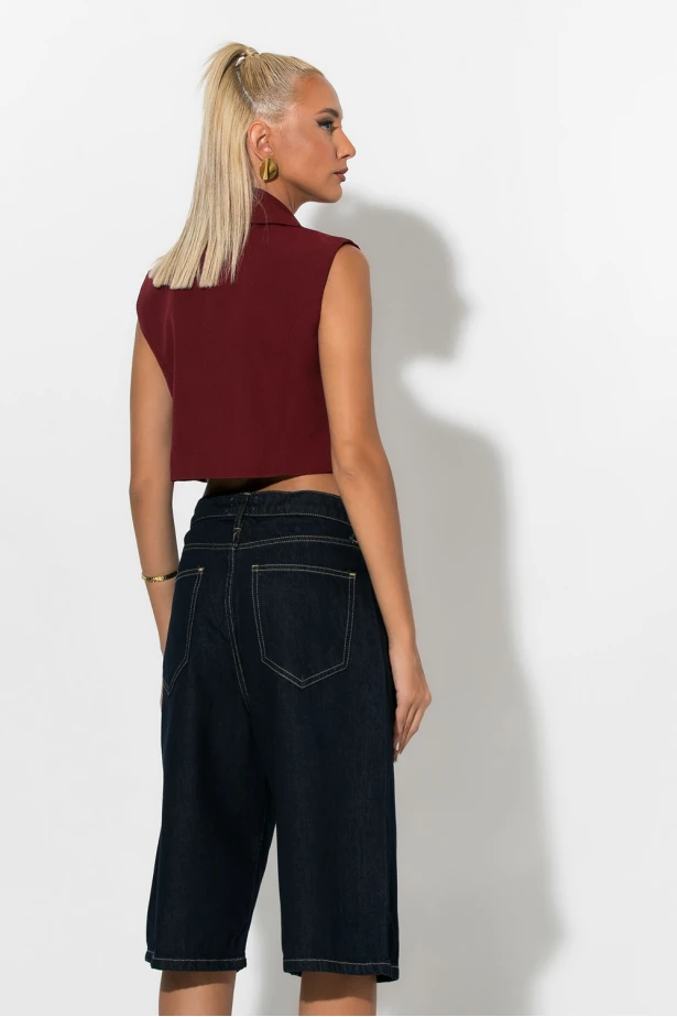 Jean loose fit βερμούδα μπλε ντένιμ