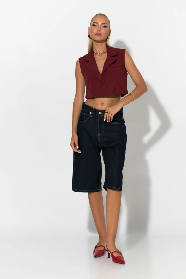 Jean loose fit βερμούδα μπλε ντένιμ