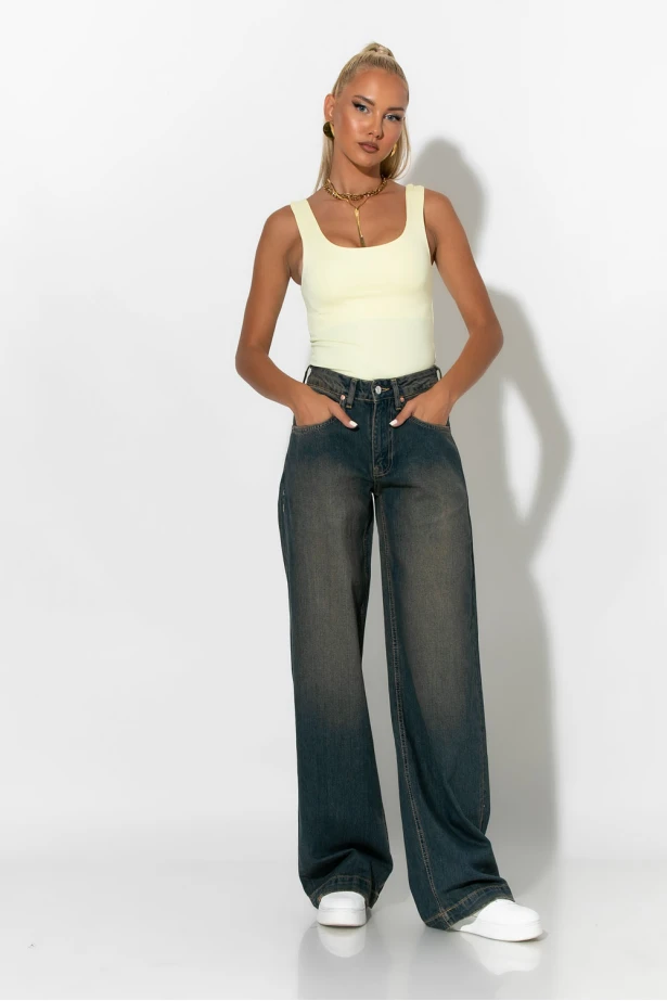 Jean loose fit με ξέβαμα μπλε 