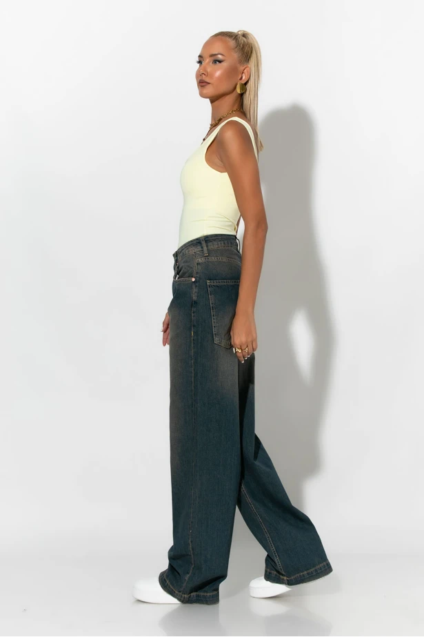 Jean loose fit με ξέβαμα μπλε 