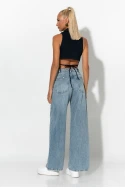 jean wide leg με ασύμμετρο κούμπωμα μπλε ανοιχτό
