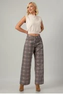 Jean wide leg καρό μπεζ