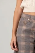 Jean wide leg καρό μπεζ