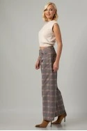 Jean wide leg καρό μπεζ