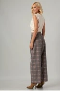 Jean wide leg καρό μπεζ