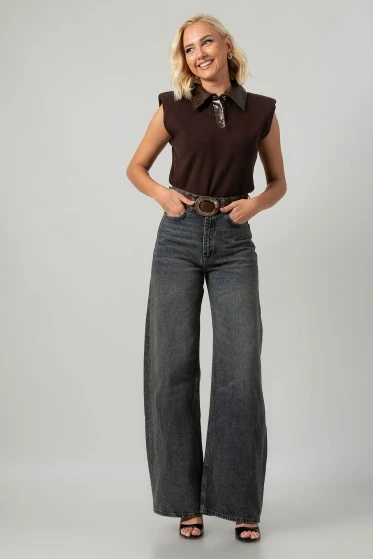 Jean wide leg dirty blue