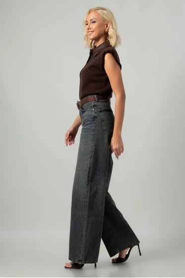 Jean wide leg dirty blue