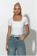 Jean wide leg με ζώνη απο δαντέλα μπλε ανοιχτό