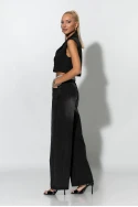 Jean wide leg με ζώνη απο δαντέλα μαύρο