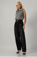 Jean straight leg military μαύρο