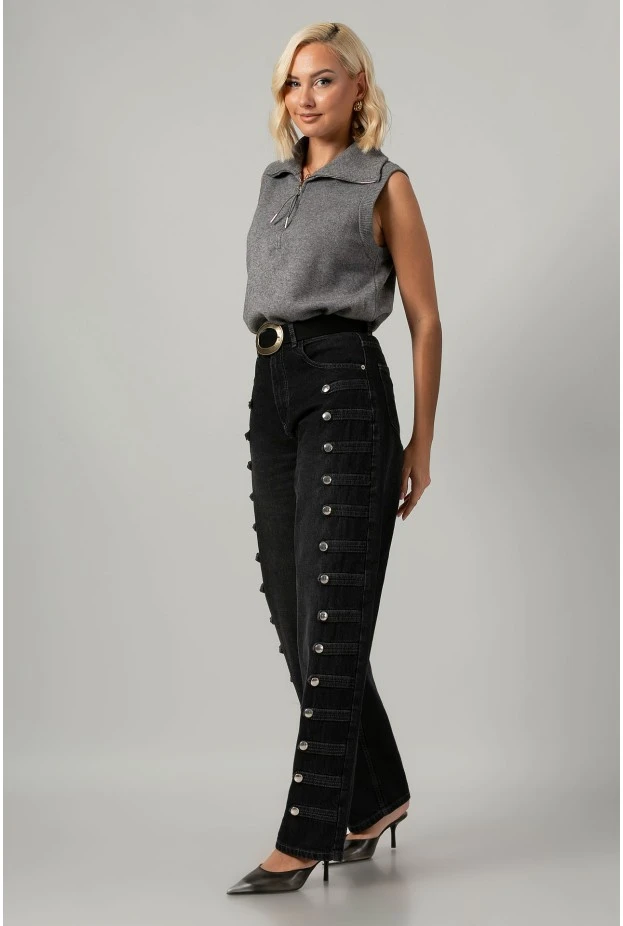 Jean straight leg military μαύρο