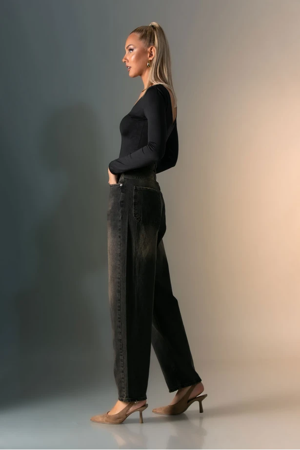 Jean boyfriend παντελόνι με ξέβαμα γκρι