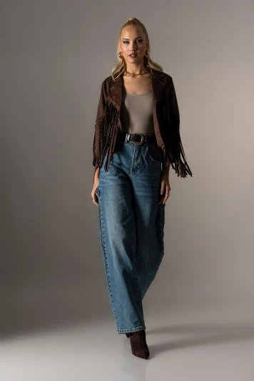 Boyfriend jean με σχέδια ραφές πίσω μπλε 