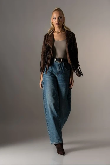 Boyfriend jean με σχέδια ραφές πίσω μπλε