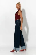 Jean wide leg με μάξι ρεβέρ μπλε ντένιμ 