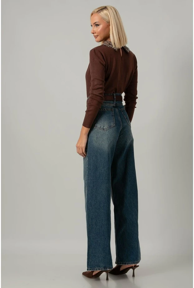 Jean wide leg μπλε