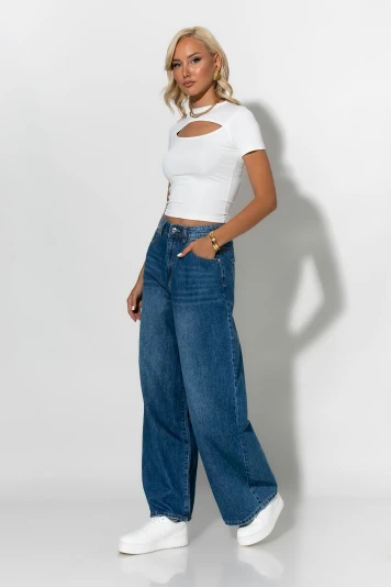  Jean wide leg μπλε 