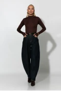 Jean balloon με ζωνάκι μπλε ντένιμ 