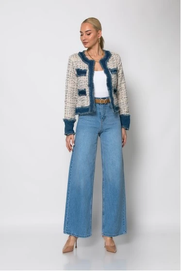 Jean wide leg high rise μπλε σκούρο