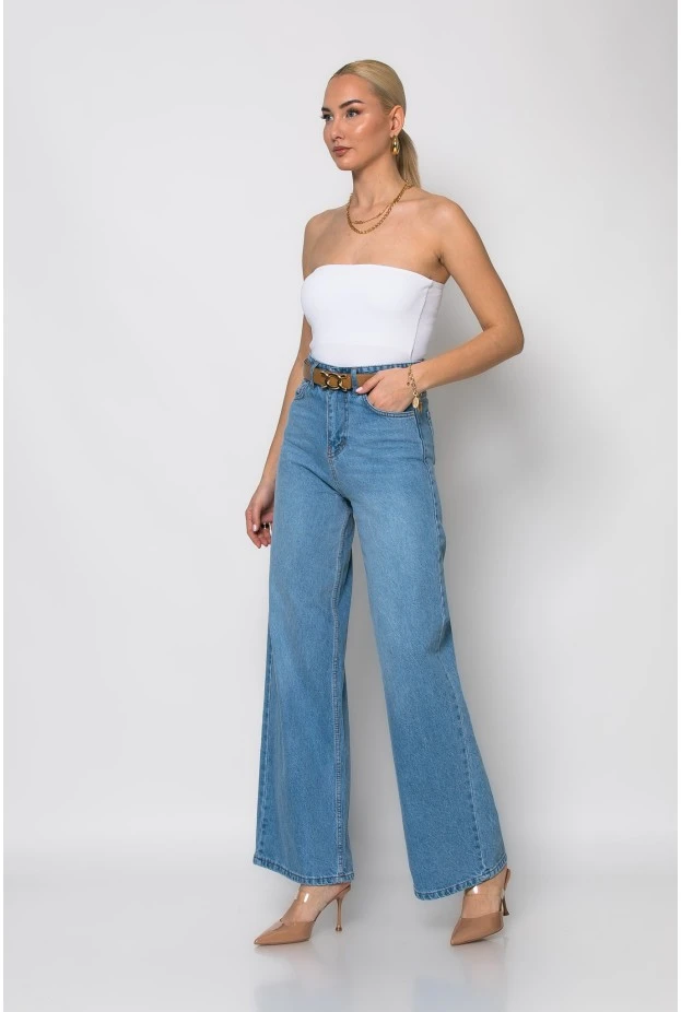 Jean wide leg high rise μπλε ανοιχτό