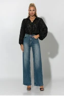 Jean straight leg με στρας μπλε Jean straight leg με στρας μπλε