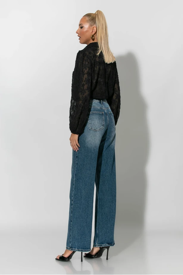 Jean straight leg με στρας μπλε Jean straight leg με στρας μπλε