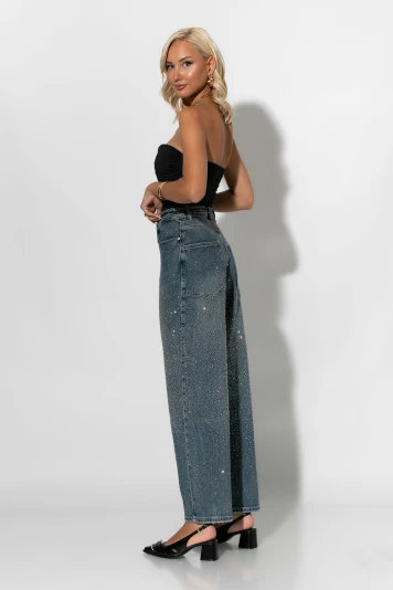 Jean baggy balloon με στρας μπλε 