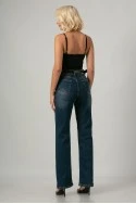 Jean straight leg με ξέβαμα μπλε σκούρο