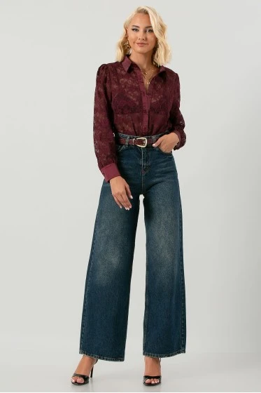 Jean wide leg μπλε σκούρο