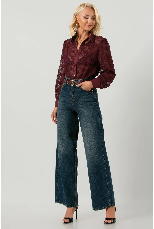 Jean wide leg μπλε σκούρο