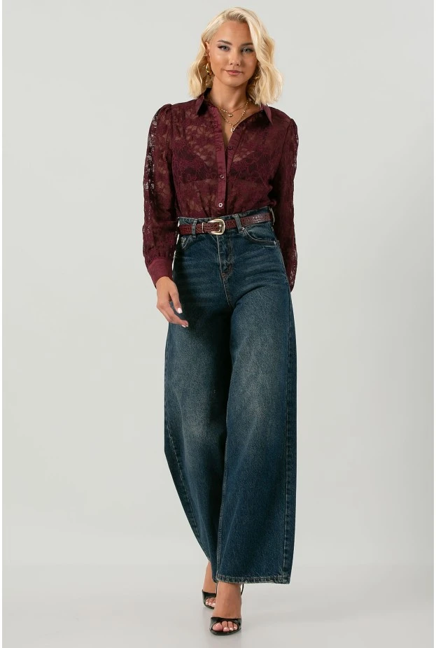 Jean wide leg μπλε σκούρο