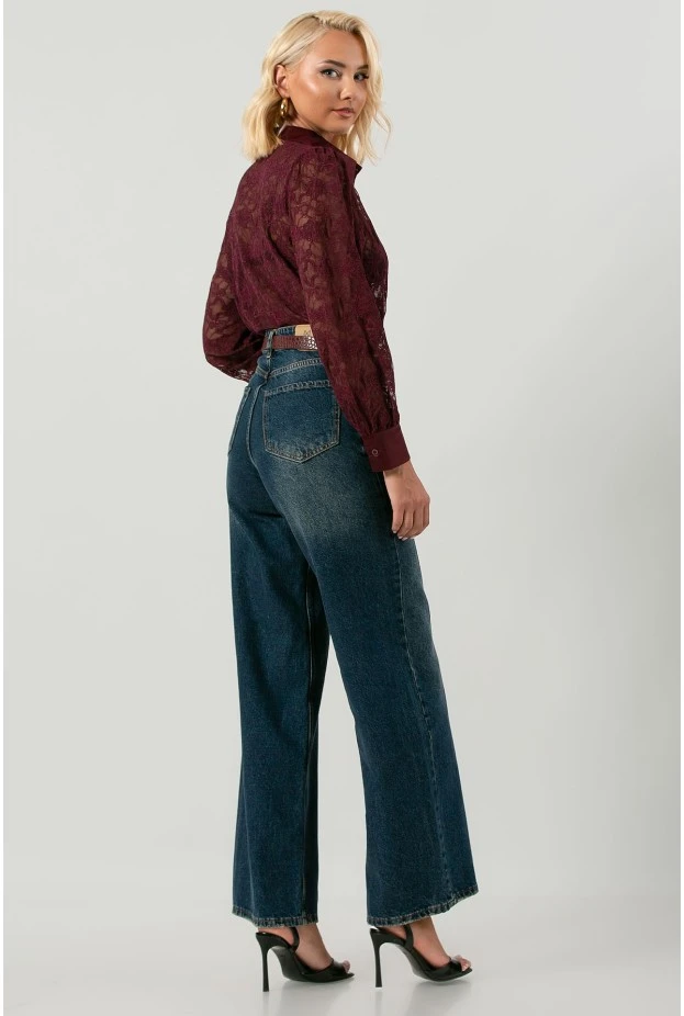 Jean wide leg μπλε σκούρο
